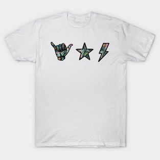 holographic shaka, star and lightning sticker pack T-Shirt